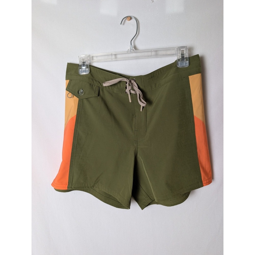 Women's Birdwell Beach Britches Army Swim Trunks Sz 6 Army Green Pocket Rare